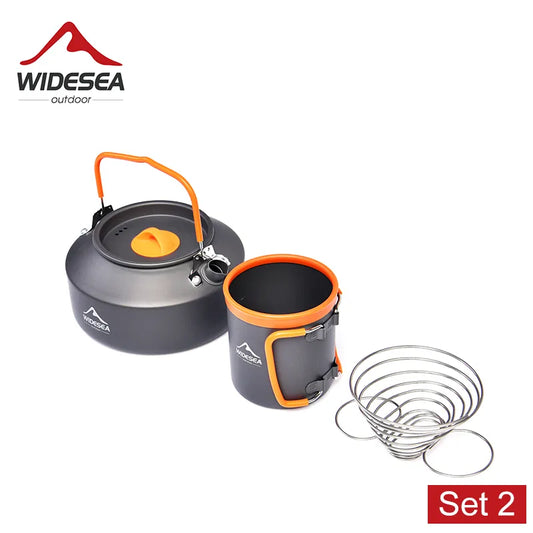 Widesea Camping Coffee Cookware Set Outdoor Tableware Equipment Mug  Kettle Pot Cooking Teapot Filter Rack Cup Cauldron Tourism