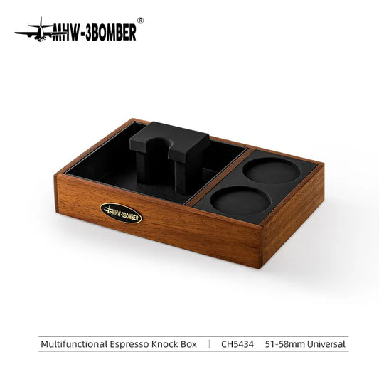 MHW-3BOMBER Anti-slip Base Espresso Knock Box Fit 51-58mm Portafilters Tamping Station Tamper Stand Vintage Coffee Accessories